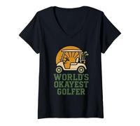 Donna Funny Golf World's Okayest Golfer Weekend Torneo Retro Maglietta con Collo a V