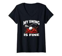 Donna Funny Golfer My Swing Is Fine Sarcastic Golf Joke Maglietta con Collo a V