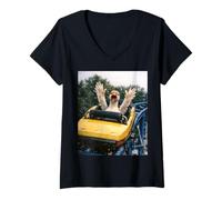 Donna Funny Goose Roller Coaster Meme Silly Graphic Maglietta con Collo a V