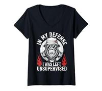 Donna Funny Gorilla in My Defense I Was Left Unsupervised Apparel Maglietta con Collo a V