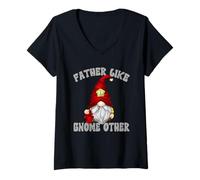 Donna Funny Grandpa Fireman GNOME for Men Firefighter Dad Saying Maglietta con Collo a V