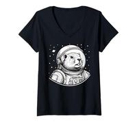 Donna Funny Groundhog Day Astronauta Galaxy Space Woodchuck Maglietta con Collo a V