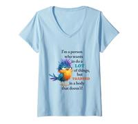 Donna Funny Grumpy Bird Graphic Lazy Quote Procrastinator Maglietta con Collo a V
