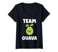 Donna Funny guavas Cute Fruit Quote Simple Team Guava Maglietta con Collo a V