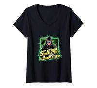 Donna Funny Hacker & Techies Il Mio Altro Computer è Il Tuo Computer Maglietta con Collo a V