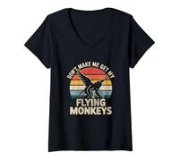 Donna Funny Halloween Don't Make Me Get My Flying Monkeys Costume Maglietta con Collo a V