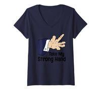 Donna Funny Halloween Take My Strong Hand Unisex per Uomo e Donna Maglietta con Collo a V
