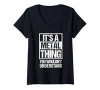 Donna Funny Heavy Metal Musician Music Fan Concert Show Maglietta con Collo a V