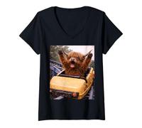 Donna Funny Highland Cow Roller Coaster Meme Silly Graphic Maglietta con Collo a V