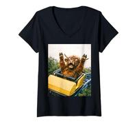 Donna Funny Highland Cow Roller Coaster Meme Silly Graphic Maglietta con Collo a V