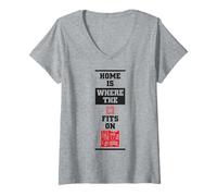 Donna Funny Home Is Where CPU Si Adatta alla Scheda Madre Maglietta con Collo a V