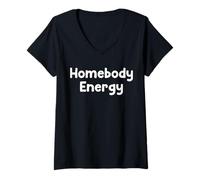 Donna Funny Homebody Humor Design Cozy Introvert Vibes Tees Maglietta con Collo a V