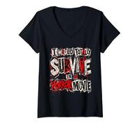 Donna Funny Horror Movie Halloween Scary Maglietta con Collo a V