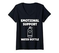 Donna Funny Hydration Quote Emotional Support Water Bottle Maglietta con Collo a V