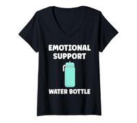 Donna Funny Hydration Quote Emotional Support Water Bottle Maglietta con Collo a V