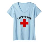 Donna Funny I CAN SWIM Sisters Cruise Lifeguards Swim Camp Maglietta con Collo a V