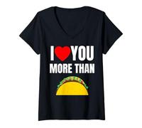 Donna Funny I Love You More Than Tacos per Uomini e Donne Maglietta con Collo a V