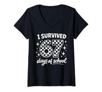 Donna Funny I Survived 67 Days of School Six Seven Maglietta con Collo a V