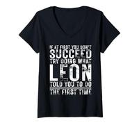 Donna Funny If At First You Don't Succeed Birthday LEON Idea Maglietta con Collo a V