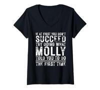 Donna Funny If At First You Don't Succeed Birthday Molly Idea Maglietta con Collo a V