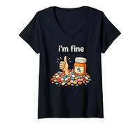 Donna Funny I'm Fine Pharmacist Technician RX Pharmacy Tech Squad Maglietta con Collo a V