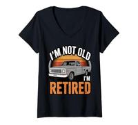 Donna Funny I'm not Old I'm Retired, Classic Vintage Pickup Truck Maglietta con Collo a V