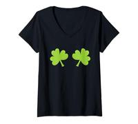 Donna Funny Irish Shamrock Boobs Boobies St. Patrick Day Maglietta con Collo a V