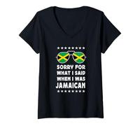 Donna Funny Jamaican Joke Proud Jamaican Pride Jamaica Flag Maglietta con Collo a V