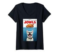 Donna Funny Jowls Thanksgiving French Bulldog And Turkey Maglietta con Collo a V