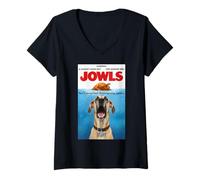 Donna Funny Jowls Thanksgiving Great Dane And Turkey Maglietta con Collo a V