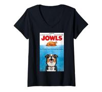 Donna Funny Jowls Thanksgiving Miniature American Shepherd And Maglietta con Collo a V