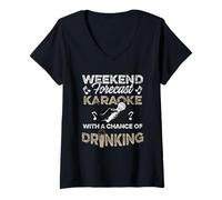 Donna Funny Karaoke Singer Bar Music Lover Singing Drinking Bar Maglietta con Collo a V