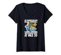 Donna Funny Marathon Runner Carbo Loading Mile 20 Joke Maglietta con Collo a V