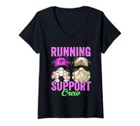 Donna Funny Marathon Runner GNOME for Teacher Running Support Crew Maglietta con Collo a V