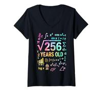 Donna Funny Math Square Root of 256 16th Birthday 16 Anni Maglietta con Collo a V
