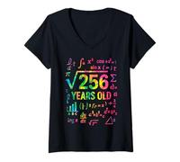 Donna Funny Math Square Root of 256 16th Birthday 16 Anni Maglietta con Collo a V