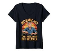 Donna Funny Mechanic Dad Like a Regular Dad but Greasier Maglietta con Collo a V