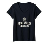 Donna Funny Meme Visit Huss Valley Run Club Maglietta con Collo a V