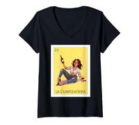 Donna Funny Mexican 25th Birthday Girl Design - La Cumpleañera Maglietta con Collo a V