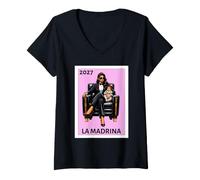 Donna Funny Mexican Baptism La Madrina Proposal 2027 Maglietta con Collo a V