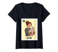 Donna Funny Mexican Design for Aunt Cat Lady Version - La Tia Maglietta con Collo a V