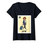Donna Funny Mexican Design for Aunt - La Tia Viajera Maglietta con Collo a V