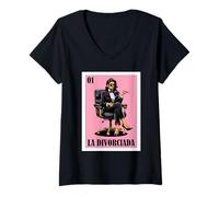 Donna Funny Mexican Design for Single Women - La Divorciada Maglietta con Collo a V