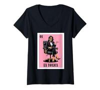 Donna Funny Mexican Design - La Toxica Maglietta con Collo a V