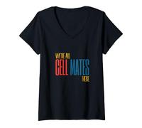 Donna Funny Microbiology Pun Siamo Tutti Compagni di Cellule Qui Maglietta con Collo a V