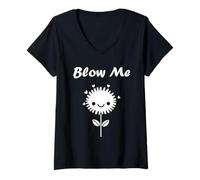 Donna Funny minimalist dandelions flowers simple blow me dandelion Maglietta con Collo a V