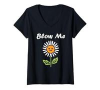 Donna Funny minimalist dandelions flowers simple blow me dandelion Maglietta con Collo a V