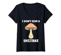 Donna Funny Minimalist Mushroom Simple i Don't Give a Shiitake Maglietta con Collo a V