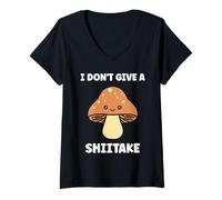 Donna Funny Minimalist Mushroom Simple i Don't Give a Shiitake Maglietta con Collo a V