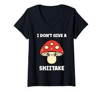Donna Funny Minimalist Mushroom Simple i Don't Give a Shiitake Maglietta con Collo a V